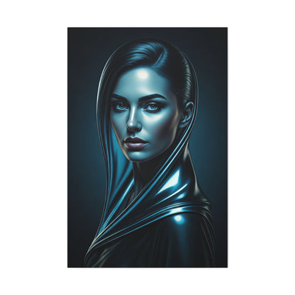 Modern Blue Portrait with Metallic Accents Wall Art & Canvas Prints