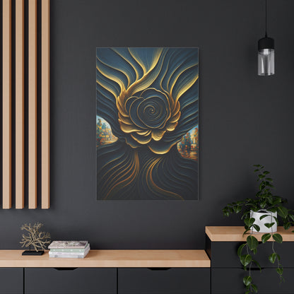 Golden Midnight Spiral Bloom Wall Art & Canvas Prints