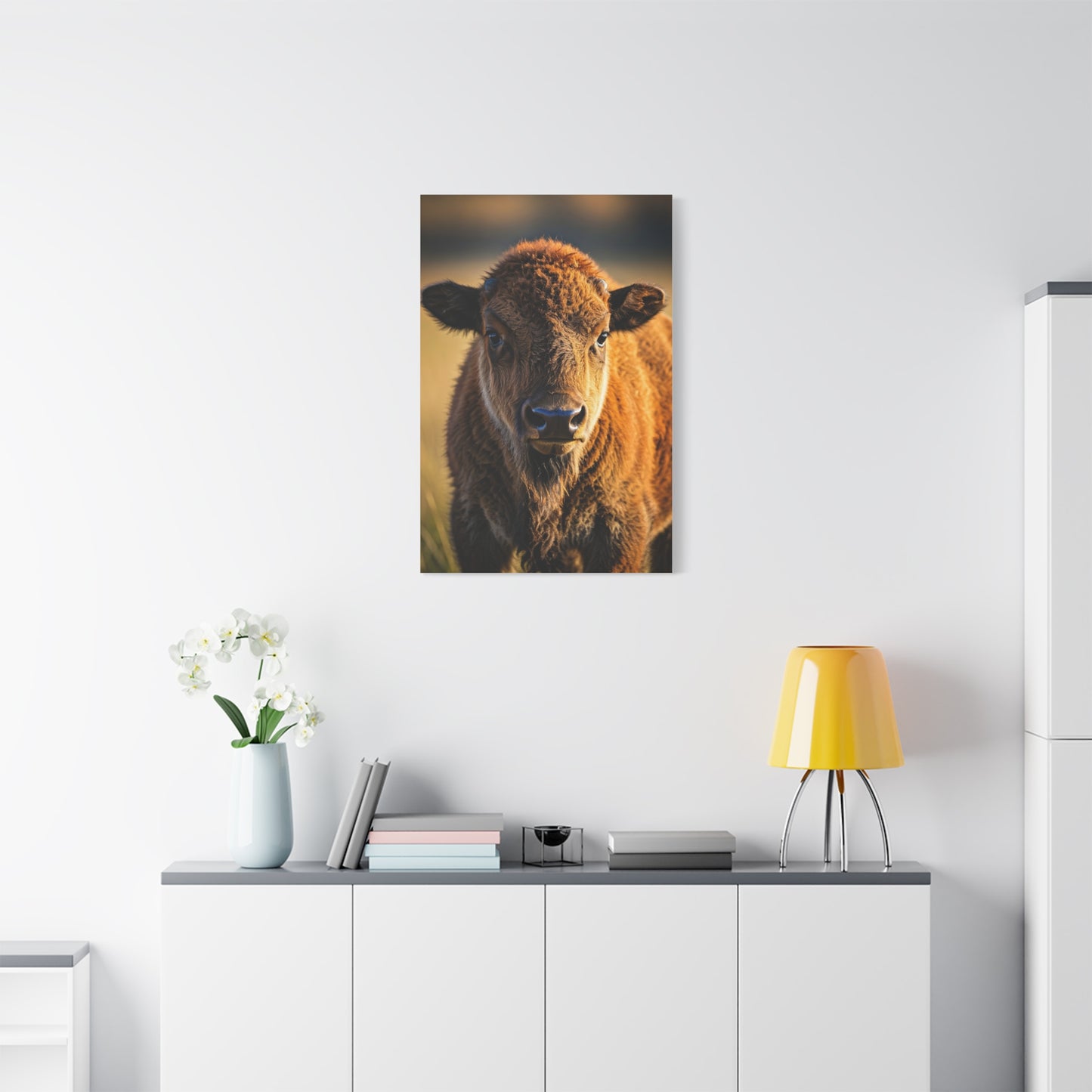 Young Plains Bison Calf Portrait Wall Art & Canvas Print