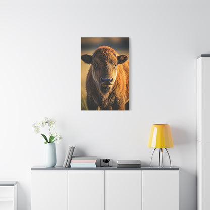 Young Plains Bison Calf Portrait Wall Art & Canvas Print