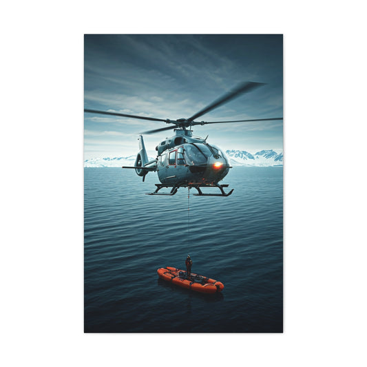 Arctic Rescue Helicopter Scene Wall Art & Canvas Print