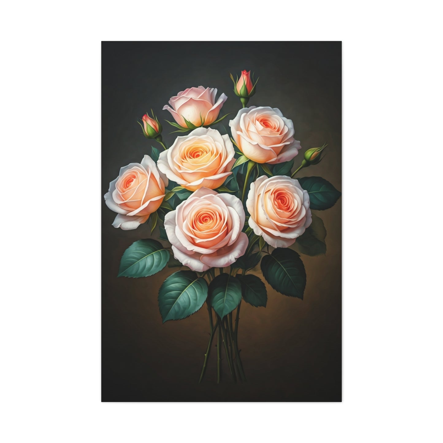 Peach Rose Harmony Floral Wall Art & Canvas Prints