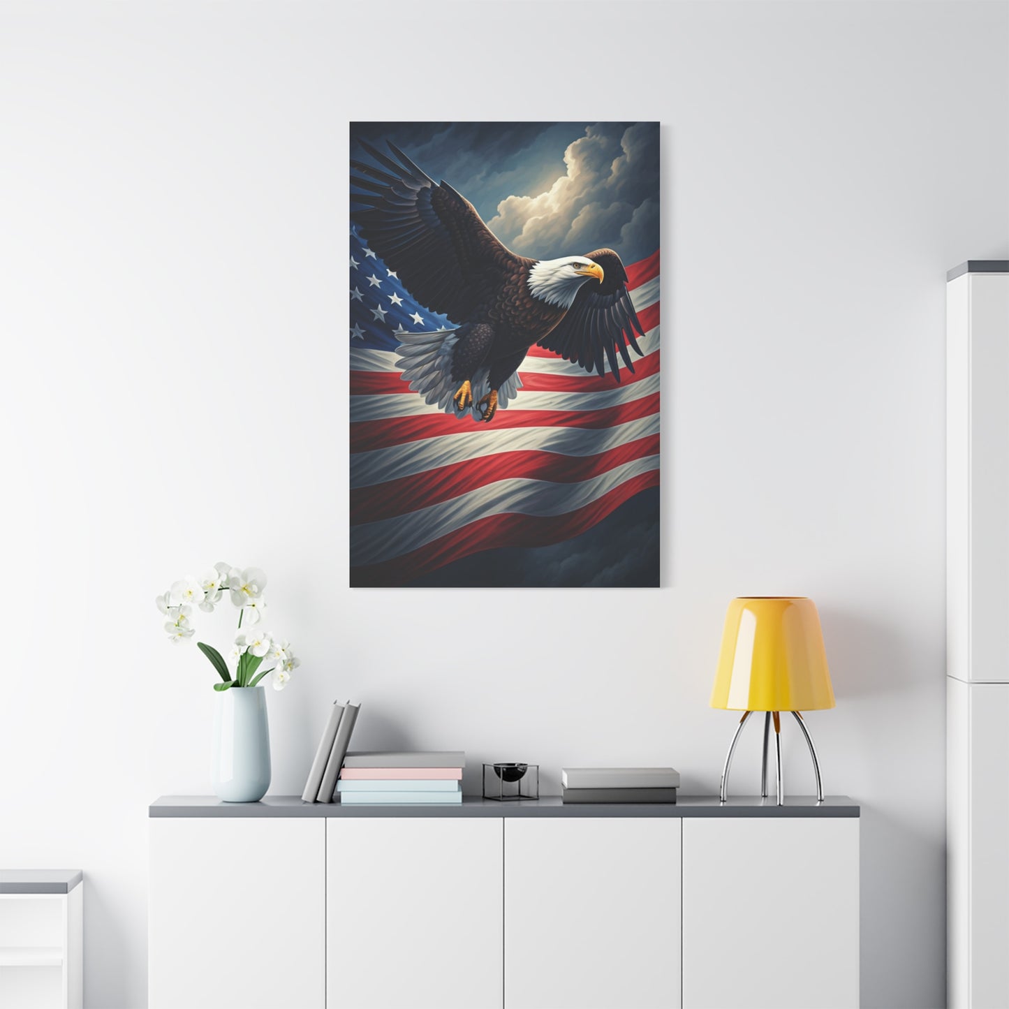 Eagle of Freedom Over the American Flag Wall Art & Canvas Prints