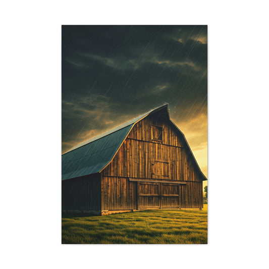 Rainfall on the Quiet Barn Wall Art & Canvas Prints