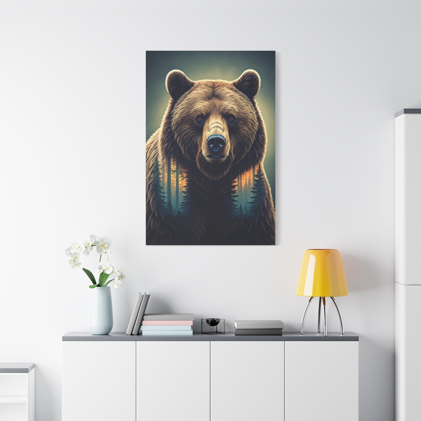 Double Exposure Forest Bear Wall Art & Canvas Prints