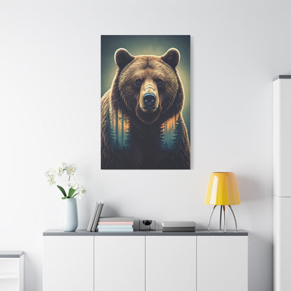 Double Exposure Forest Bear Wall Art & Canvas Prints