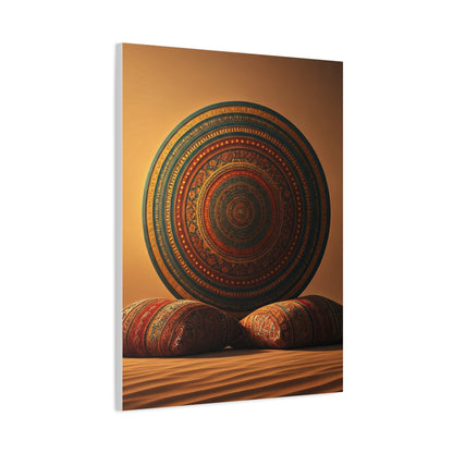 Sacred Mandala Resting in Sand Wall Art & Canvas Prints