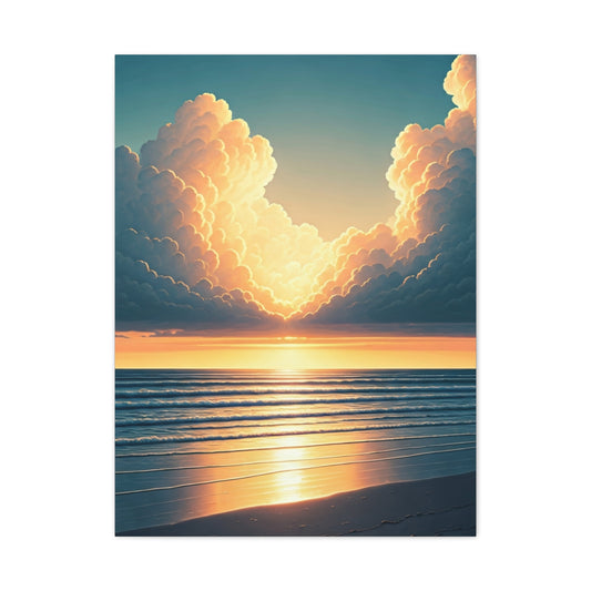 Golden Cloudburst Sunset Waves Wall Art & Canvas Prints
