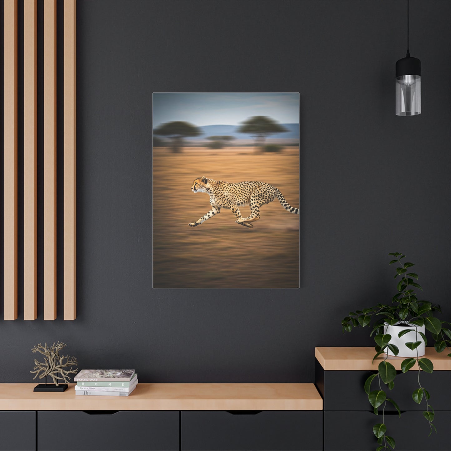 Cheetah Sprint Across the Desert Plains Wall Art & Canvas Prints