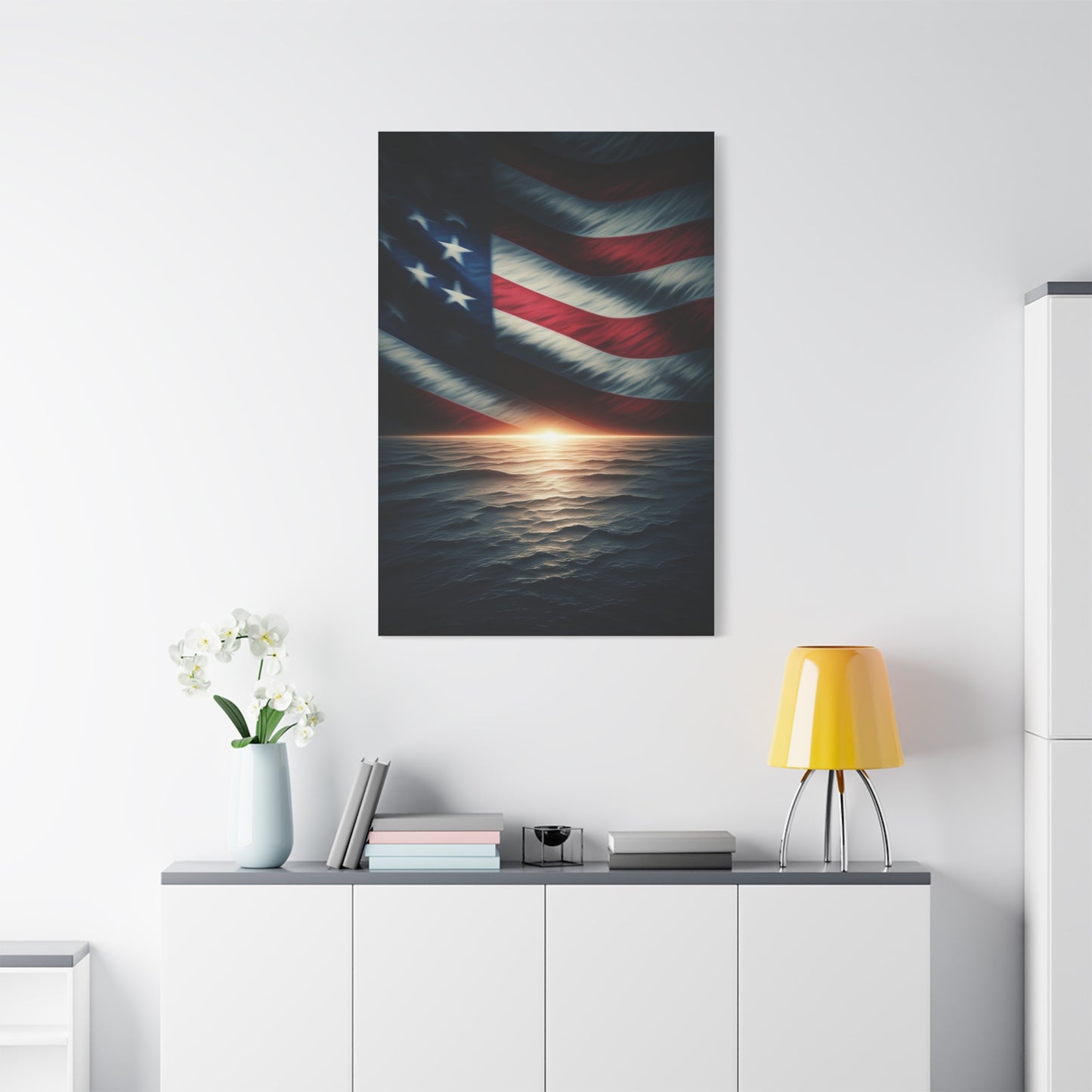 Flag Reflections at Sunset Wall Art & Canvas Prints