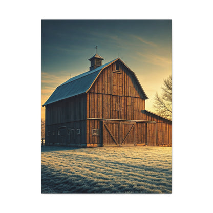 Frosted Dawn Wooden Barn Wall Art & Canvas Prints
