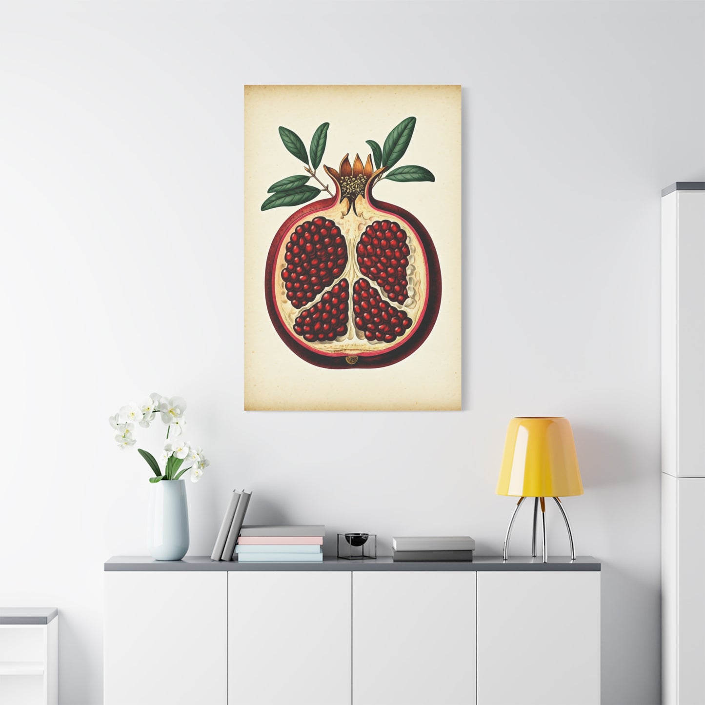 Pomegranate Cross Section Illustration Wall Art & Canvas Prints