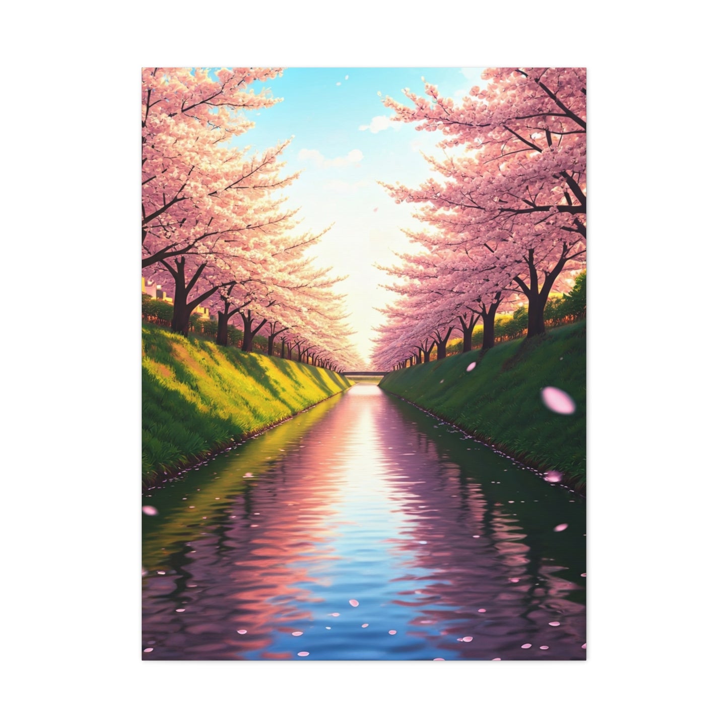 Sakura River Reflection Spring Landscape Wall Art & Canvas Prints