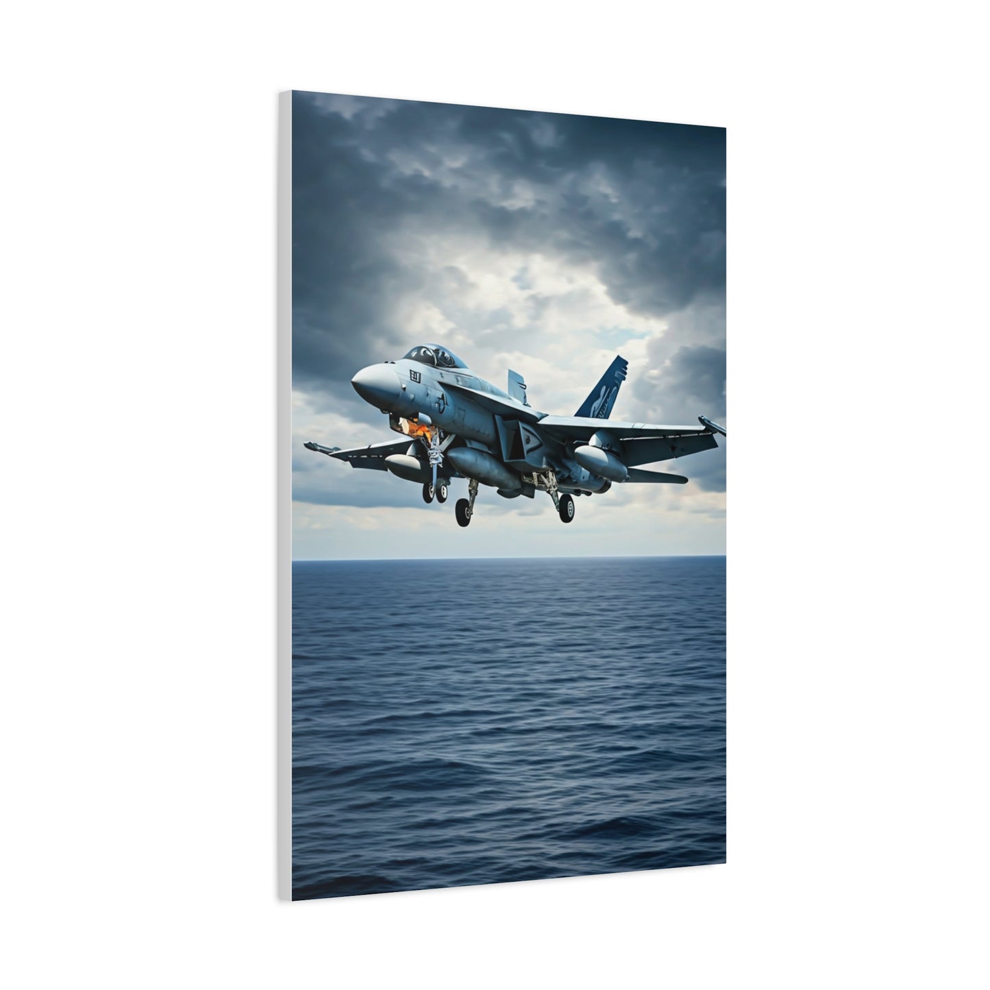 Fighter Jet Above Open Sea Wall Art & Canvas Prints