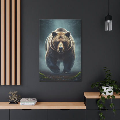 Charging Grizzly Through Mist Wall Art & Canvas Prints