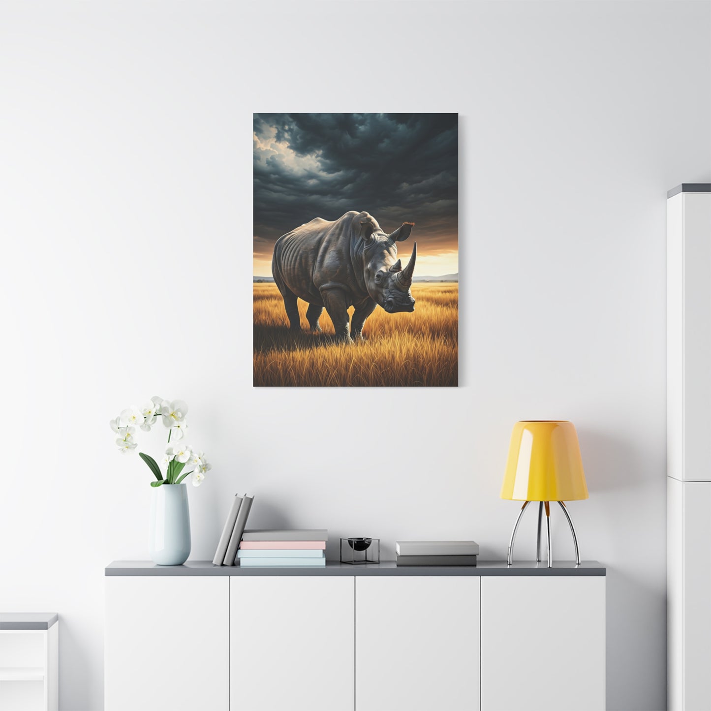 Rhino Guardian Under Stormy Skies Wall Art & Canvas Prints