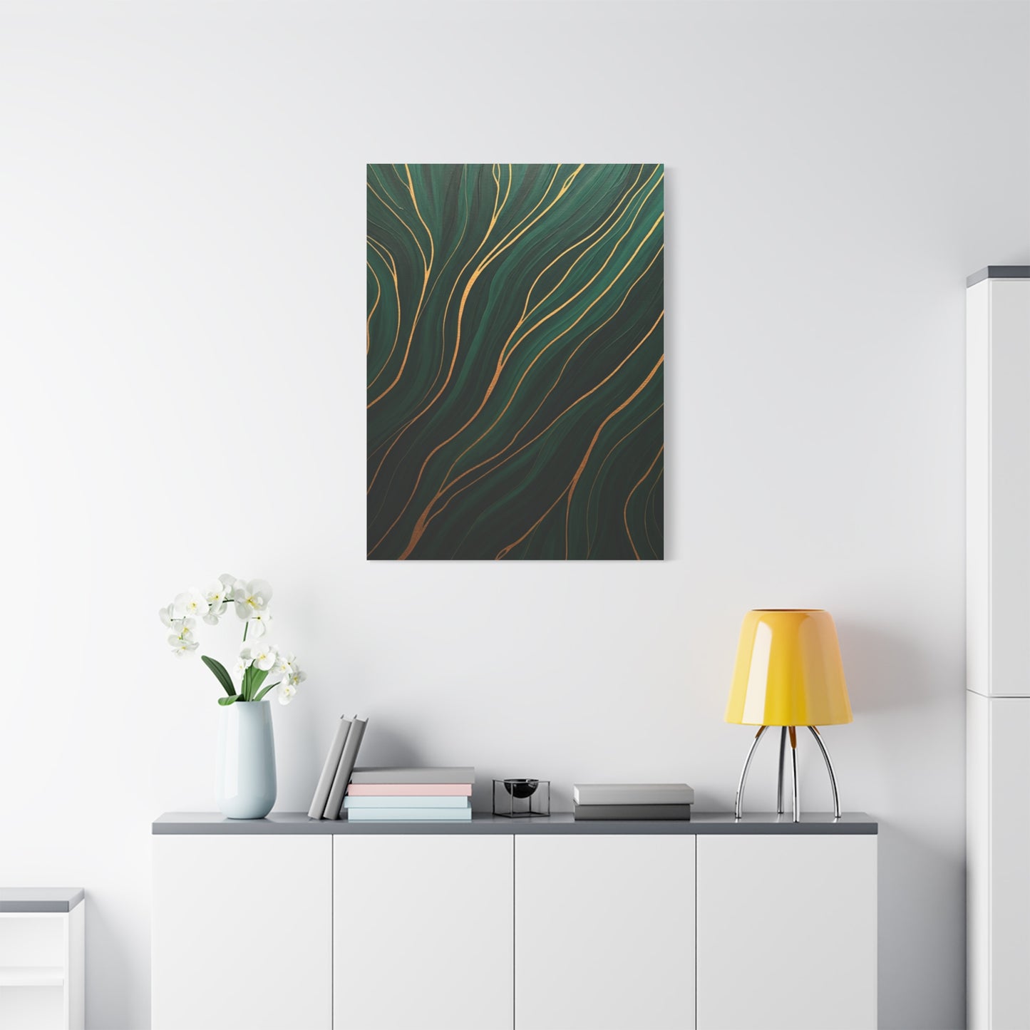 Emerald Gold Flow Abstract Wall Art & Canvas Prints