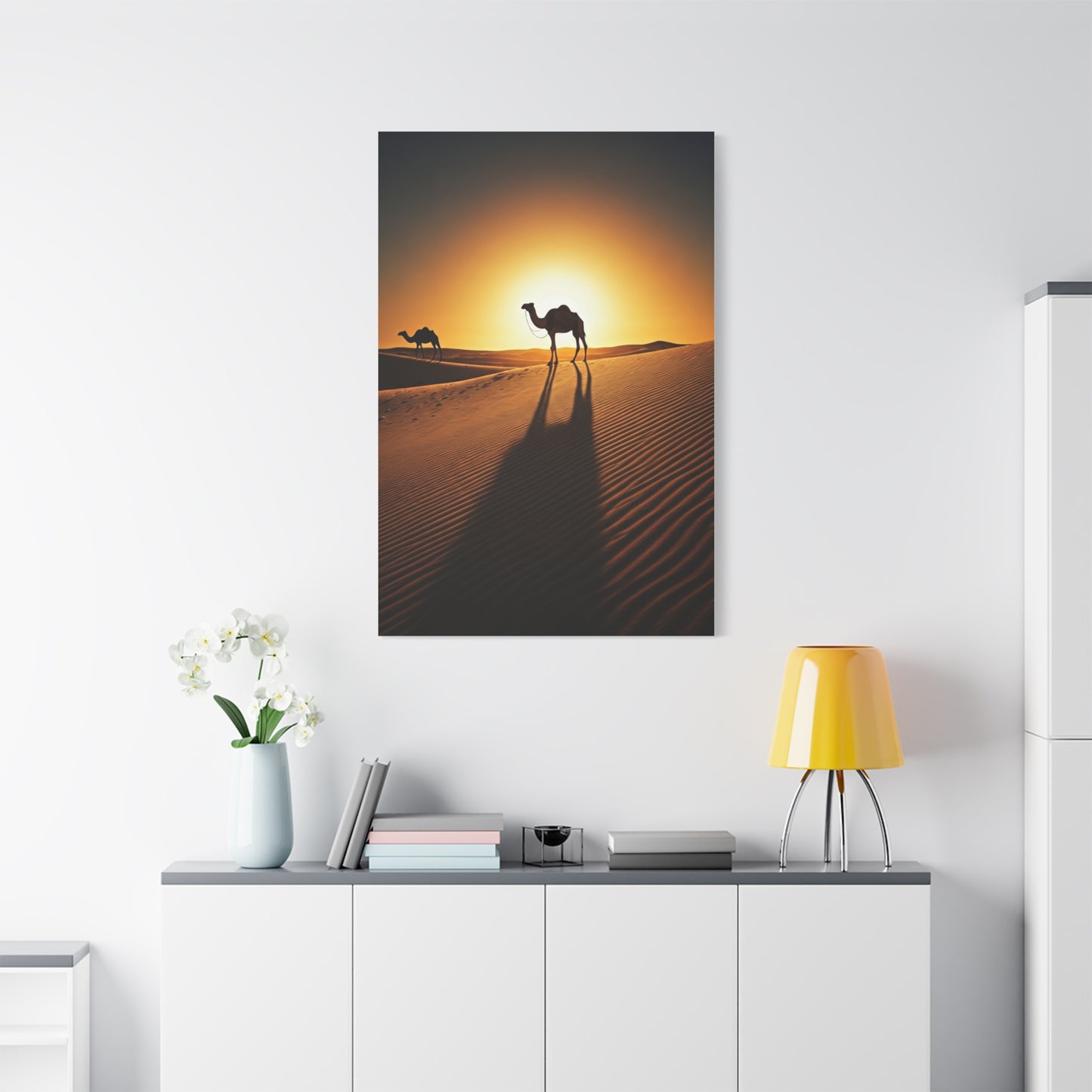 Lone Camel in Desert Sunset Wall Art & Canvas Prints
