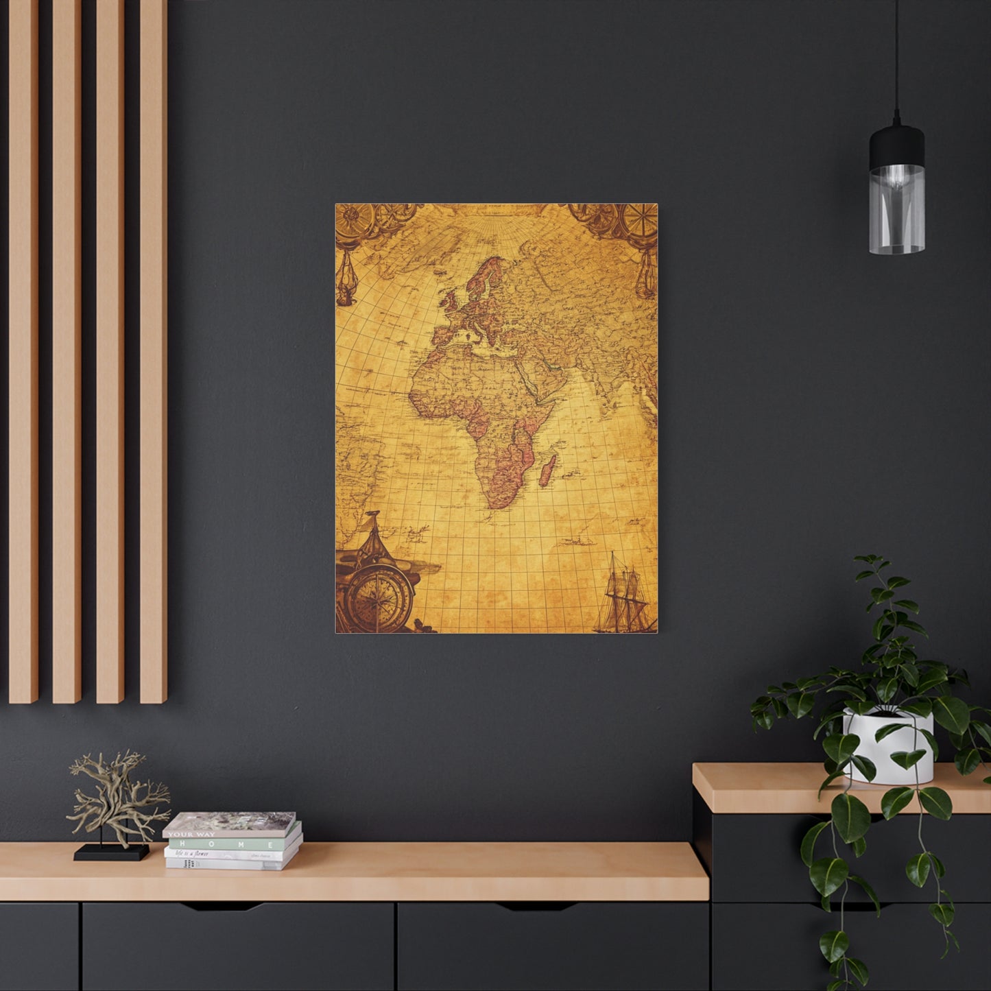 Double Hemisphere Vintage World Map Wall Art & Canvas Prints