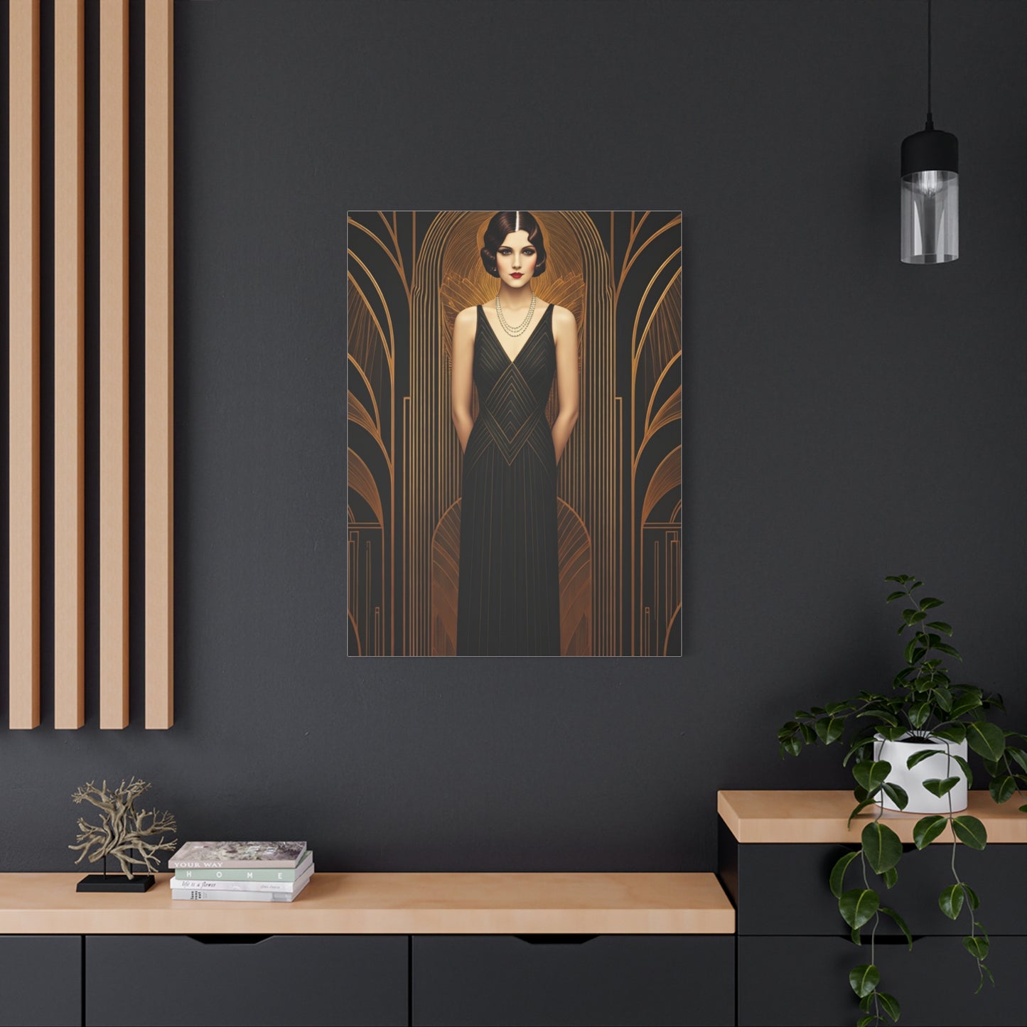 Midnight Deco Portrait Lady Wall Art & Canvas Prints