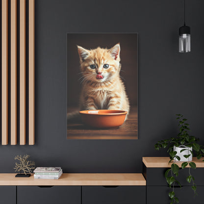 Hungry Kitten Moment Wall Art & Canvas Prints