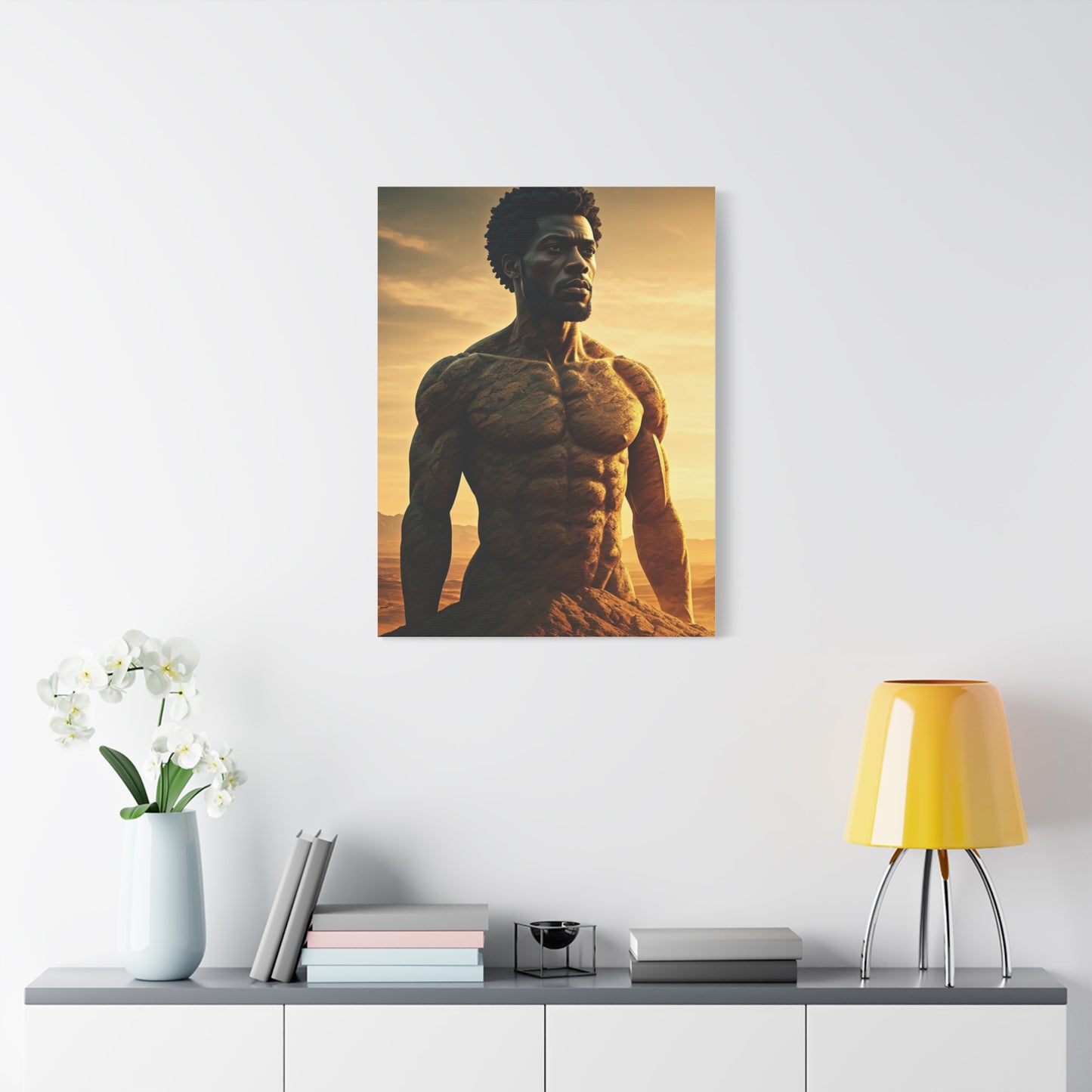 Golden Stone Warrior Portrait Wall Art & Canvas Prints