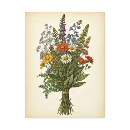 Wildflower Bouquet Illustration Wall Art & Canvas Prints