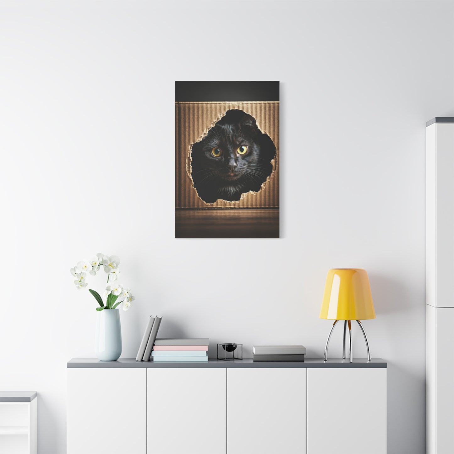 Curious Black Cat Peek Wall Art & Canvas Prints