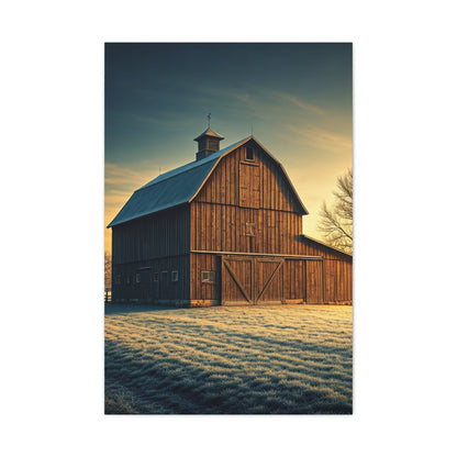 Frosted Dawn Wooden Barn Wall Art & Canvas Prints