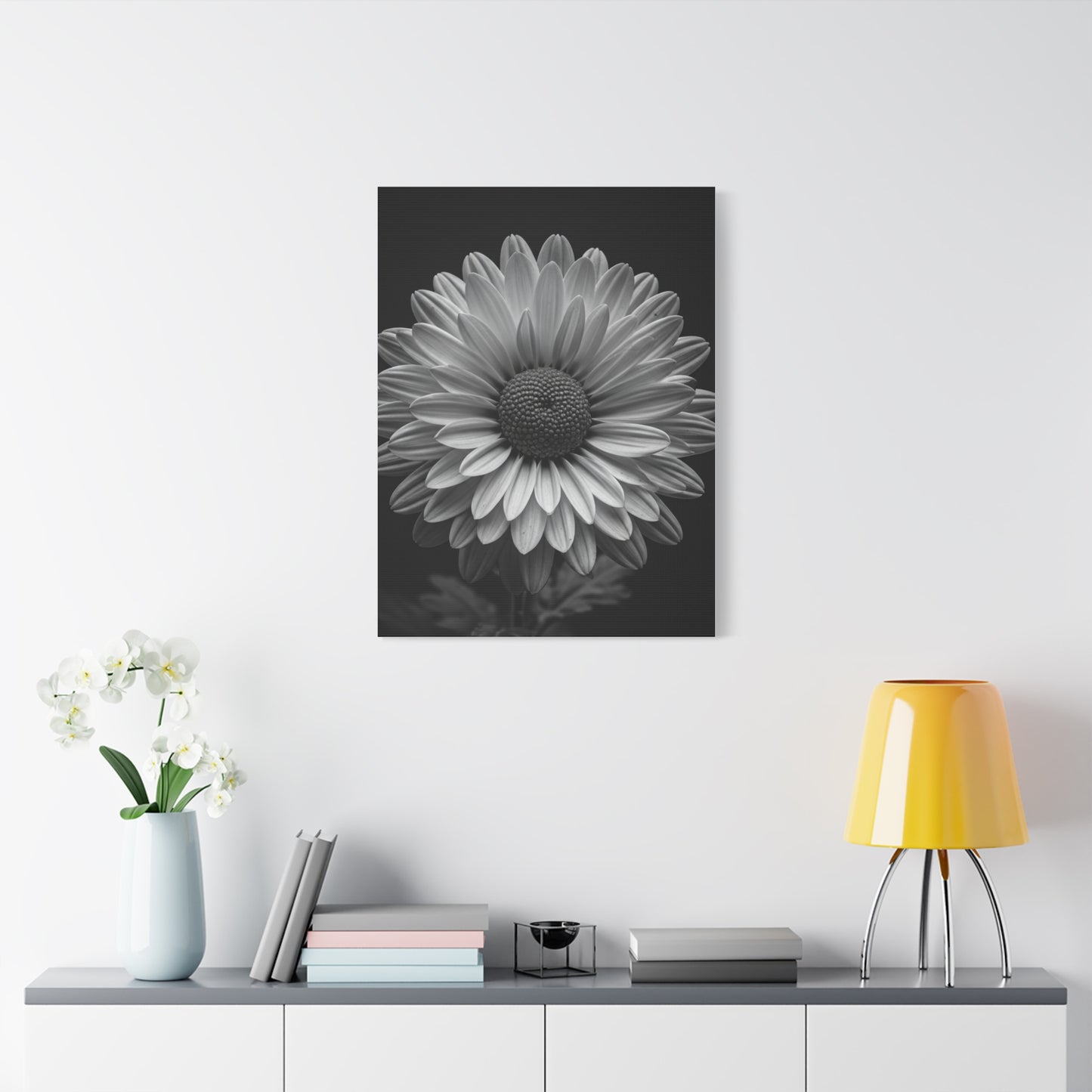 Monochrome Daisy Bloom Portrait Wall Art & Canvas Prints