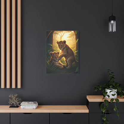 Lion Cubs in the Jungle Glow Wall Art & Canvas Prints