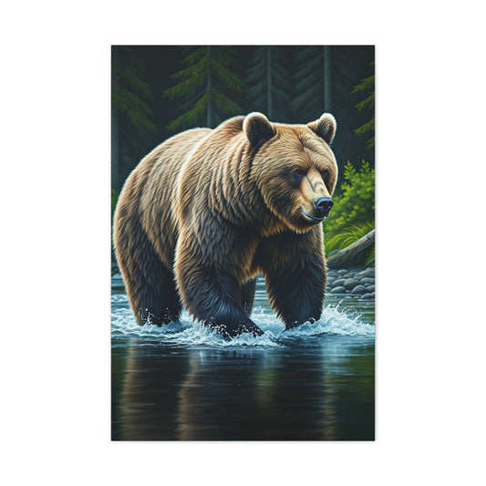 River Crossing Grizzly Bear Wall Art & Canvas Prints