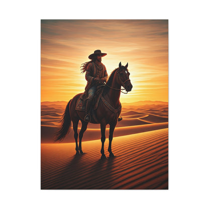 Desert Rider at Golden Sunset Wall Art & Canvas Prints