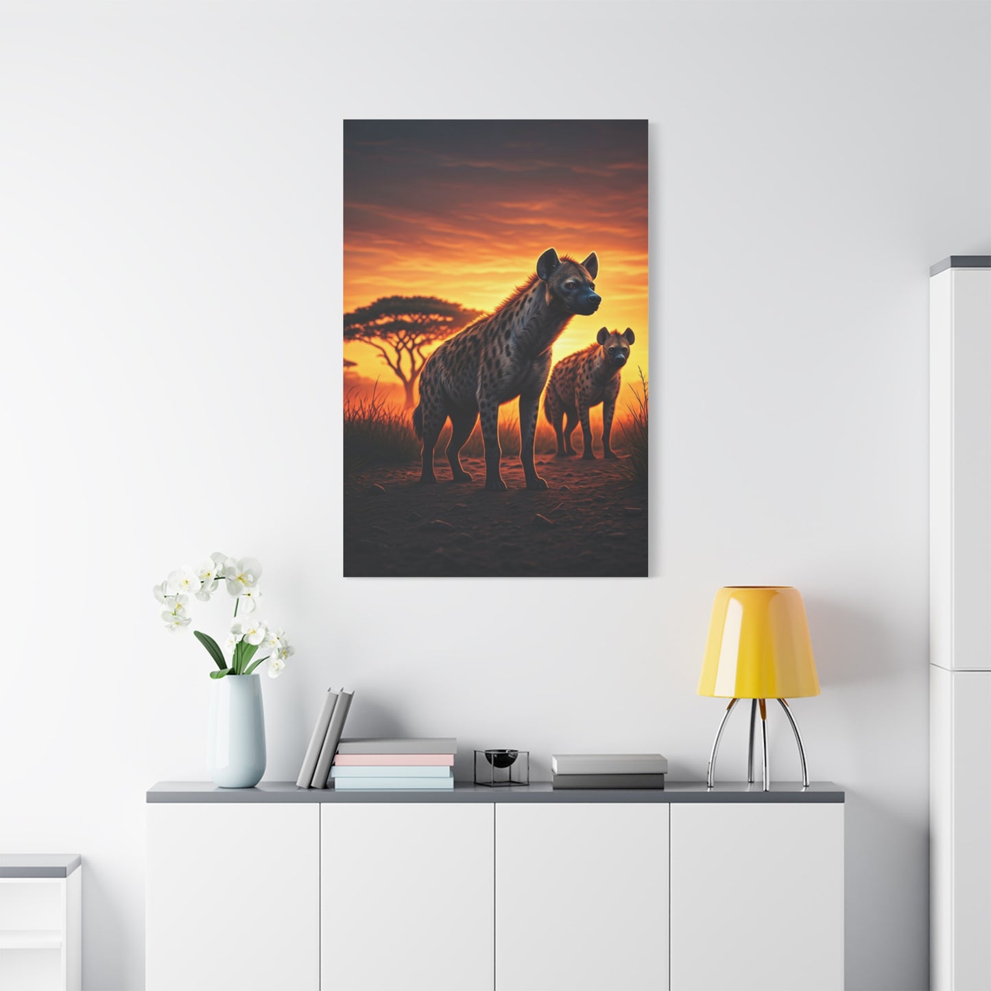Hyena Pack at Sunset Wilderness Wall Art & Canvas Prints