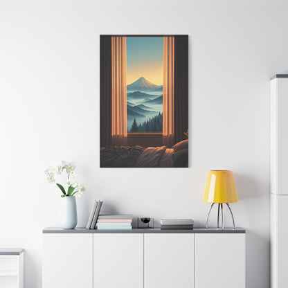 Mountain View Through Window Tranquil Interior Wall Art & Canvas Prints