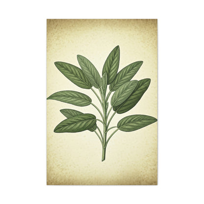Sage Leaf Medicinal Illustration Wall Art & Canvas Prints