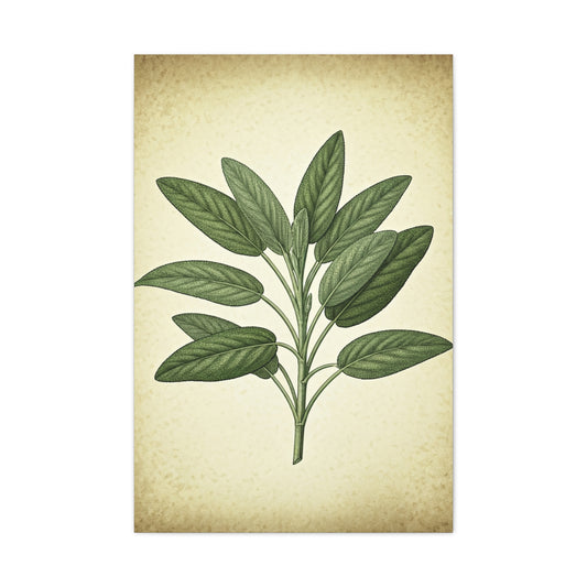 Sage Leaf Medicinal Illustration Wall Art & Canvas Prints