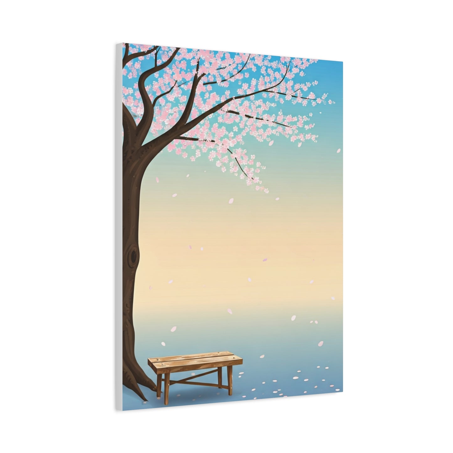 Minimal Sakura Tree With Bench Spring Serenity Wall Art & Canvas Prints