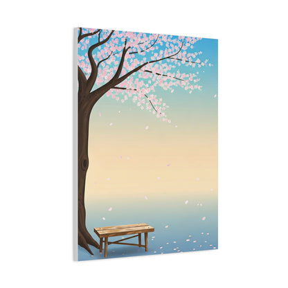 Minimal Sakura Tree With Bench Spring Serenity Wall Art & Canvas Prints