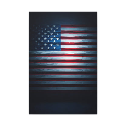 Minimalist Dark American Flag Glow Wall Art & Canvas Prints