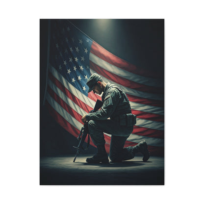 Kneeling Soldier Prayer Tribute Wall Art & Canvas Prints