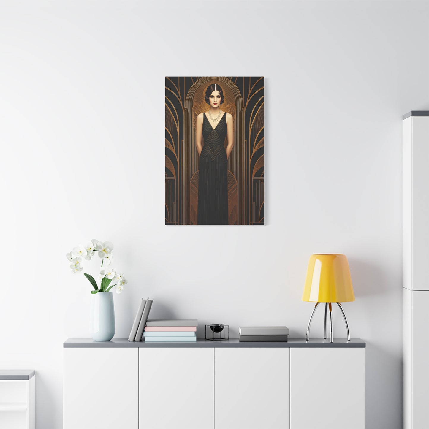 Midnight Deco Portrait Lady Wall Art & Canvas Prints