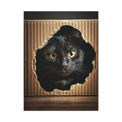 Curious Black Cat Peek Wall Art & Canvas Prints