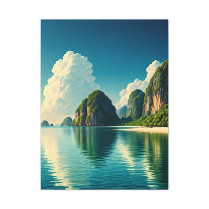 Emerald Lagoon Cliff Reflection Wall Art & Canvas Prints
