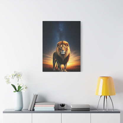Majestic Lion Under the Evening Sky Wall Art & Canvas Prints