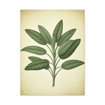 Sage Leaf Medicinal Illustration Wall Art & Canvas Prints