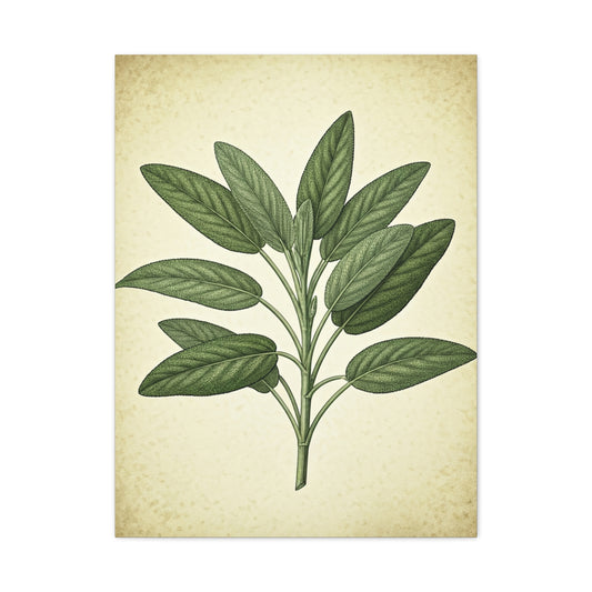 Sage Leaf Medicinal Illustration Wall Art & Canvas Prints