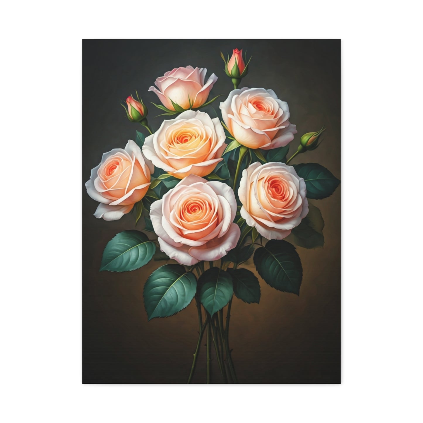 Peach Rose Harmony Floral Wall Art & Canvas Prints