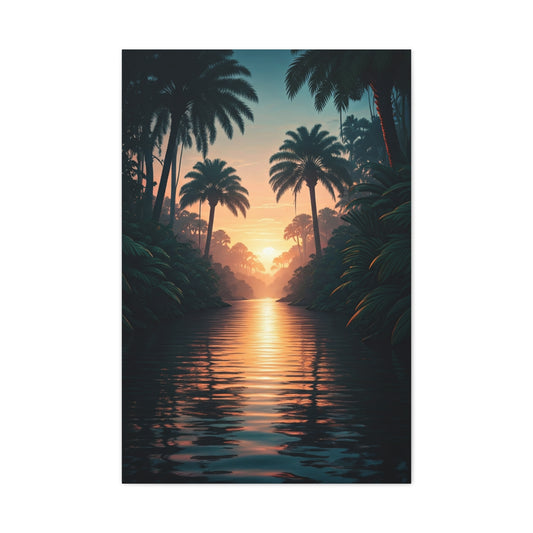 Tropical River Sunset Escape Wall Art & Canvas Prints