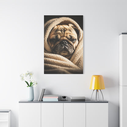 Wrapped in Warmth Pug Wall Art & Canvas Print
